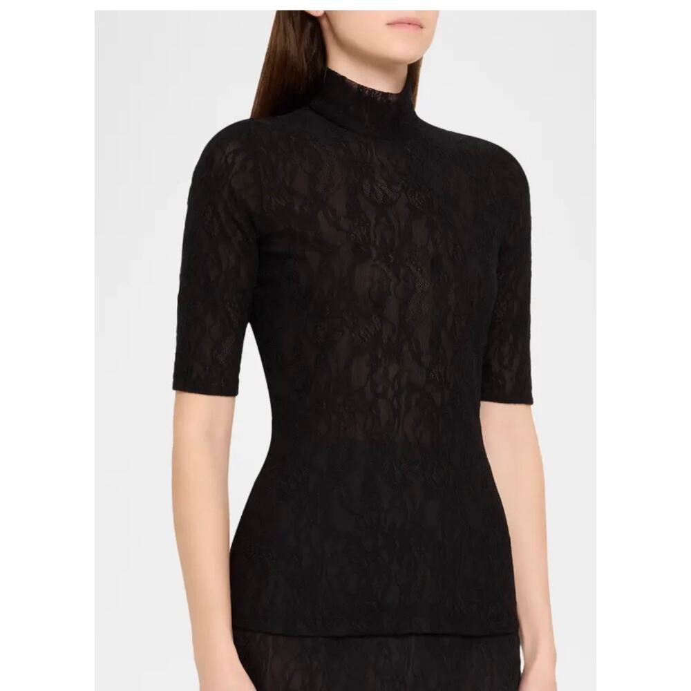 Stella McCartney Stretch Lace Top in Black XS